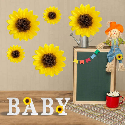 ANSOMO Sunflower Tissue Paper Pom Poms Décor Yellow Flowers Wall Hanging Party Decorations Birthday Bridal Baby Shower Wedding Classroom 12" 8" Pack of 10