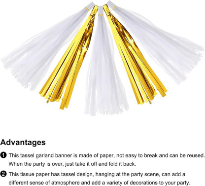 MECCANIXITY 20Pcs Light Blue Tassel Garland Banner with Rope Tissue Paper Tassels Party DIY Kits for Anniversary Wedding Birthday Party
