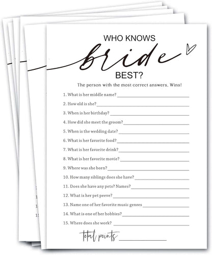 Bridal Shower Bingo, What Will The Bride to Be Receive, 25Pcs Bridal Bingo Game Cards, Engagement Party Games for Guests, Minimalist White Wedding Party Supplies - A18