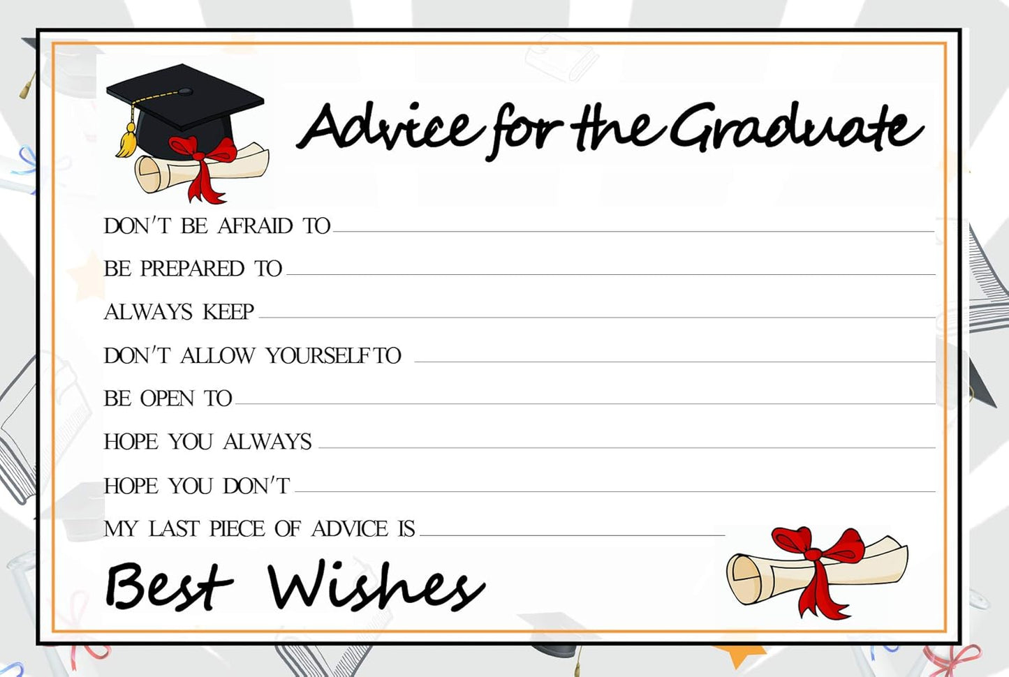 Graduation Advice Cards - 50-Pack Graduate Party Supplies 2026 Advice for the Graduate Decorations Party Favors Table Games Personalized Graduations Cards