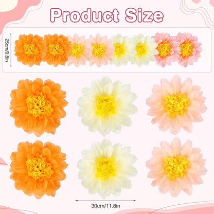 BestoFun 14 PCS Orange & Hot Pink Tissue Paper Flowers – Vibrant Party Decorations for Birthday, Baby Shower, Wedding, Fiesta, and Holiday Events