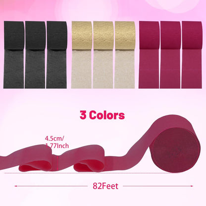 Pastel Crepe Paper Streamers 9 Rolls 738ft,Fancy Streamers Party Decorations for Birthday Mother's Day Wedding Holiday Decorations DIY Gift Wrapping, 1.77 Inch x 82 Ft/Roll