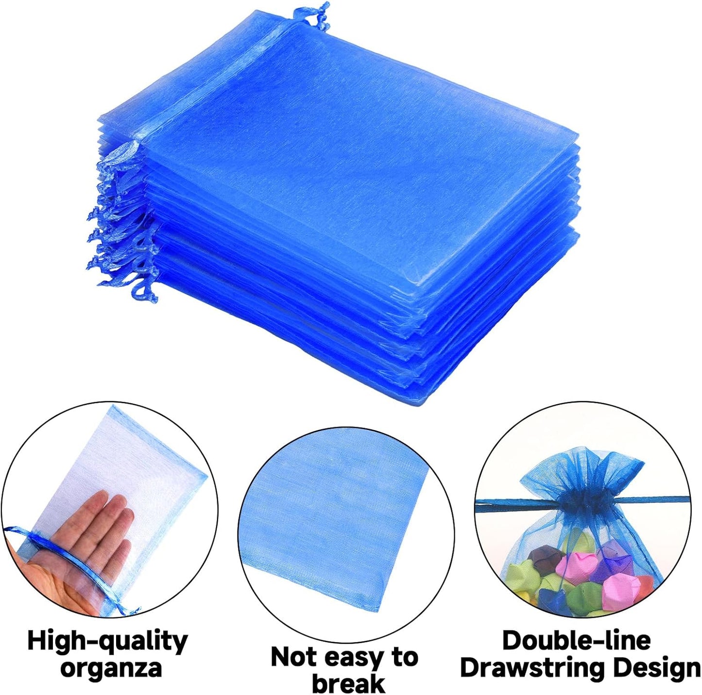 joycraft 50Pcs Organza Bags, 2x3 inch Gift Favor Bags, White Wedding Favor Bags, Jewelry Pouches with Drawstring, Mesh Bags Drawstring for Jewelry, Festival, Makeup, Candy, Desserts