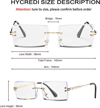 Rectangle Sunglasses for Men/Women Small Rimless Square Shade Eyewear