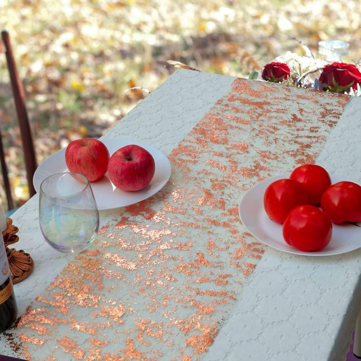 Snowkingdom 2 Pieces Gold Table Runner, Sequin Glitter Foil Metallic Thin Mesh Runner Roll 11"x108", Gold Table Decorations for Event Party, Wedding, Birthday Party, Christmas
