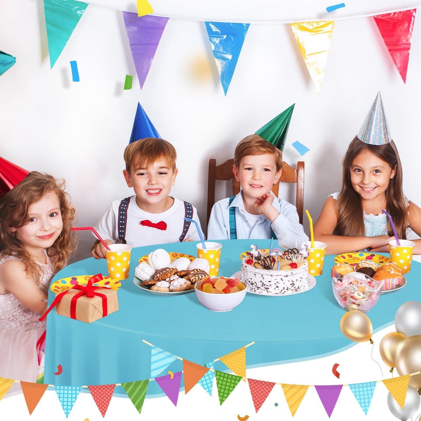 tujol Royal Blue 6 Pack Plastic Table Cloth 54" x 108", Disposable Tablecloths Rectangle Table Cover, Plastic Tablecloths for Parties