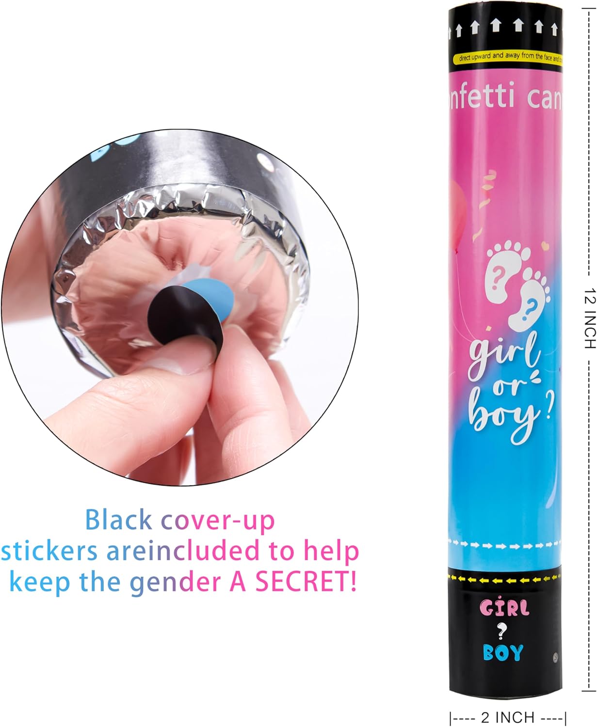 Crisky Gender Reveal Confetti Cannon Heart Shaped Confetti Poppers 4 Pack (Pink) for Baby Shower Baptism Party Cannons Shooter Blaster