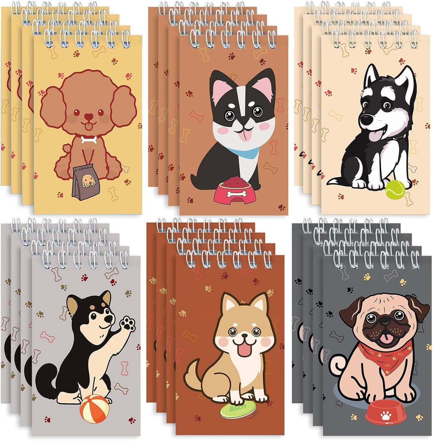 Mini Notebooks Bulk, 24 Pack Cute Animal Small Spiral Notepads Pocket Memo Pads for Classroom Prizes, Office Supplies (Cat)