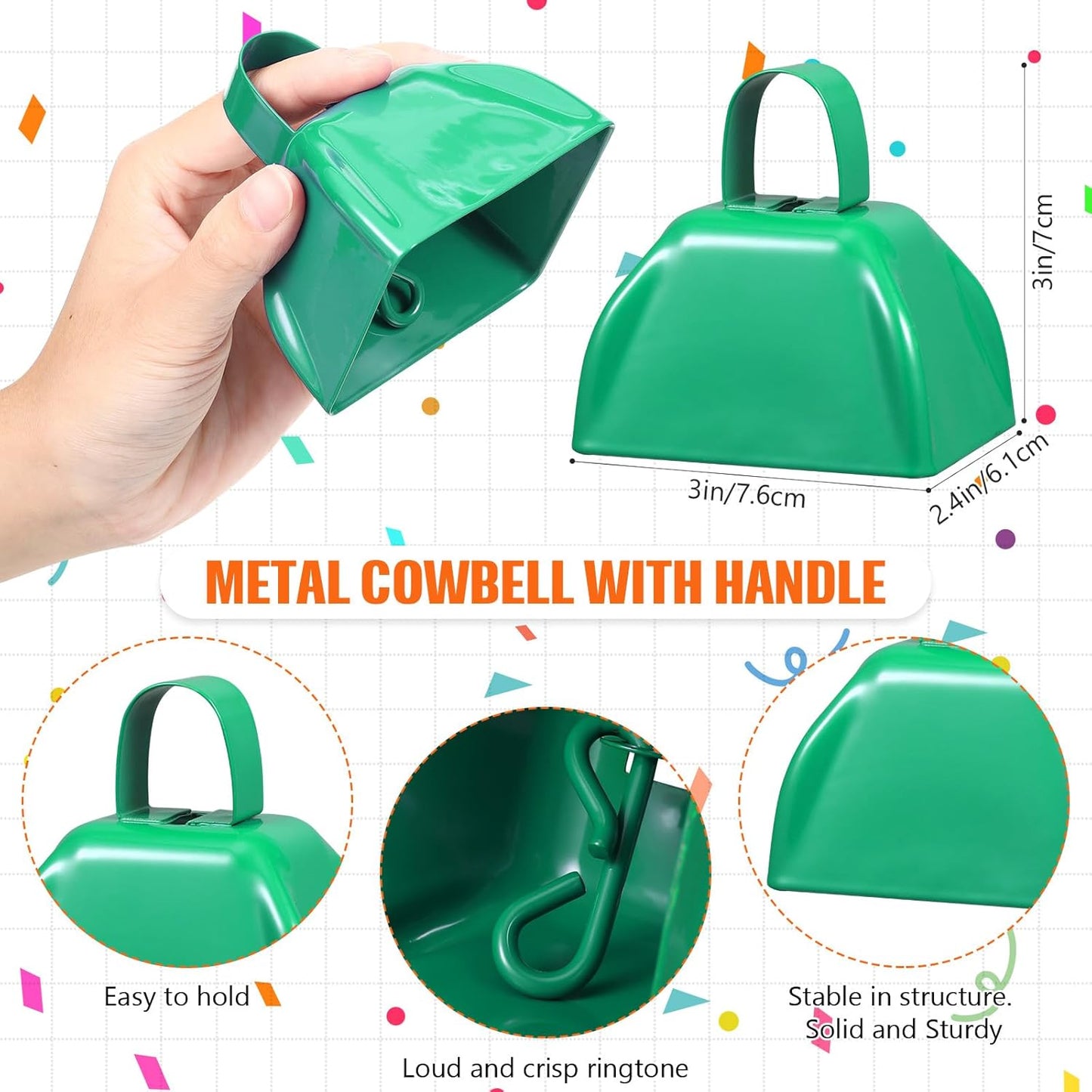 24 Pcs Hand Clappers and Metal Cowbells Noise Makers Cheering Clappers Cow Bells Handle Cheers Dance Basketball Football Noise Makers Sporting Events Graduation School Sports Party (Purple)