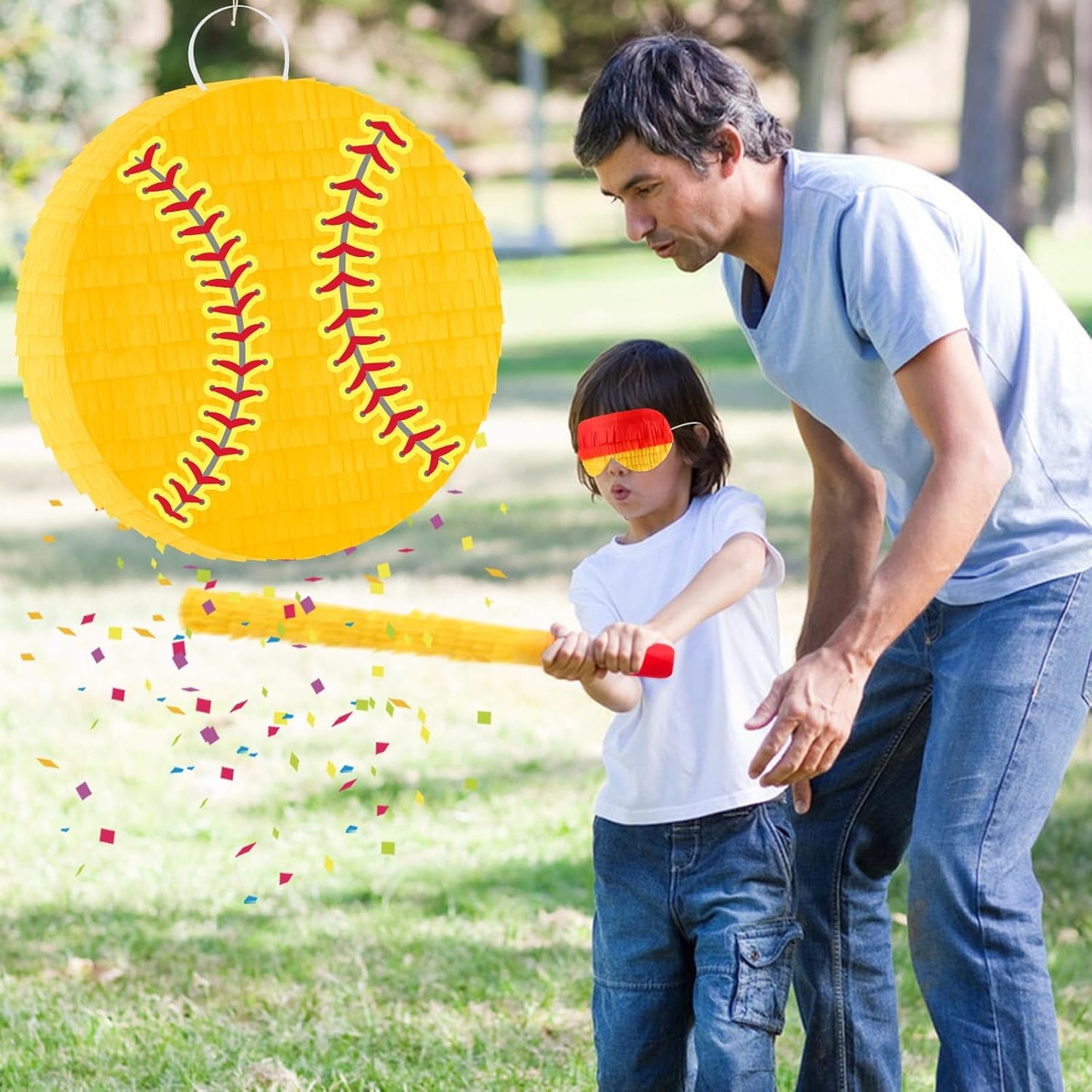 Hooqict Mexican Pinata with Blindfold and Bat Stick Party Pinata for Fiesta Carnival Cinco de Mayo Decorations Kids Adults Mexican Party Games Birthday Party Supplies