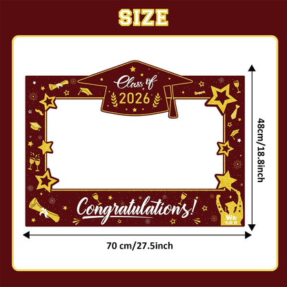 Graduation Decorations Class of 2026 Photo Booth Props - Blue and Gold 2026 Graduation Frame & Photo Props Congrats Grad Class of 2026 Decor for Graduation Party Supplies