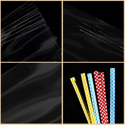 100 Pcs 10 in x 6 in Clear Flat Cello Cellophane Treat Bags Good for Bakery, Cookies, Candies,Dessert(by Brandon)1.4mil.Give Metallic Twist Ties!