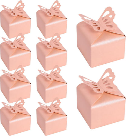 VGOODALL 50PCS Party Favor Boxes, 2.4" x 2.4" x 1.8" 3D Butterfly Candy Boxes White Baby Shower Favors for Wedding Birthday Party Gift