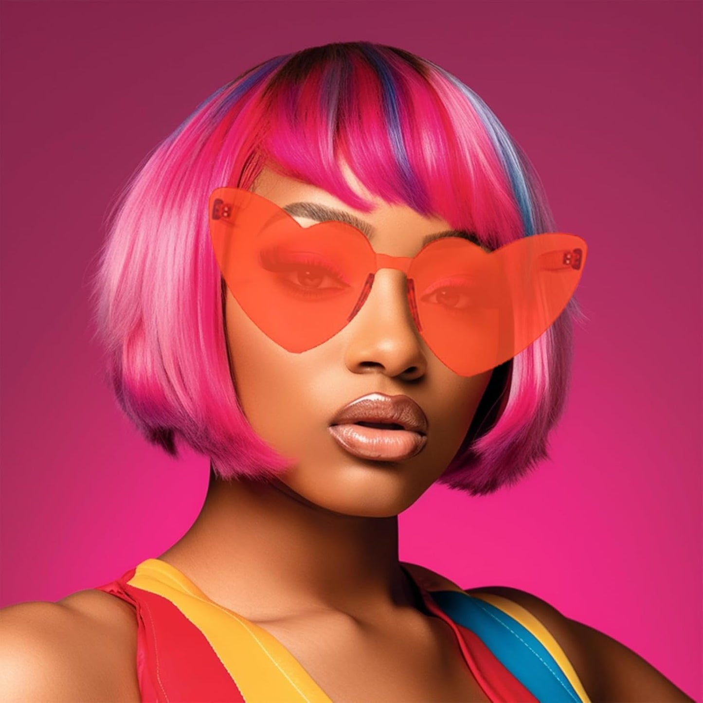 LIULIUBTY Heart Shaped Rimless Sunglasses 12Pack, Bachelor Party Cool Colorful Funky Sunglasses