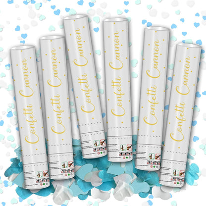 12" Black Gold Confetti Cannon Party Poppers for Birthday Graduation Wedding Retirement New Year Celebrations - Easy to Use, Pack of 2