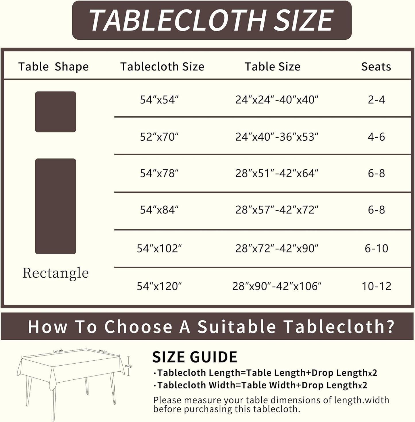 Rectangle Table Cloth,100% Waterproof Tablecloth Oil Proof Spill Proof Vinyl Table Cloth, Wipe Clean Plastic Table Cover for Dining, Camping, Indoor and Outdoor 52" x 70",Leaves
