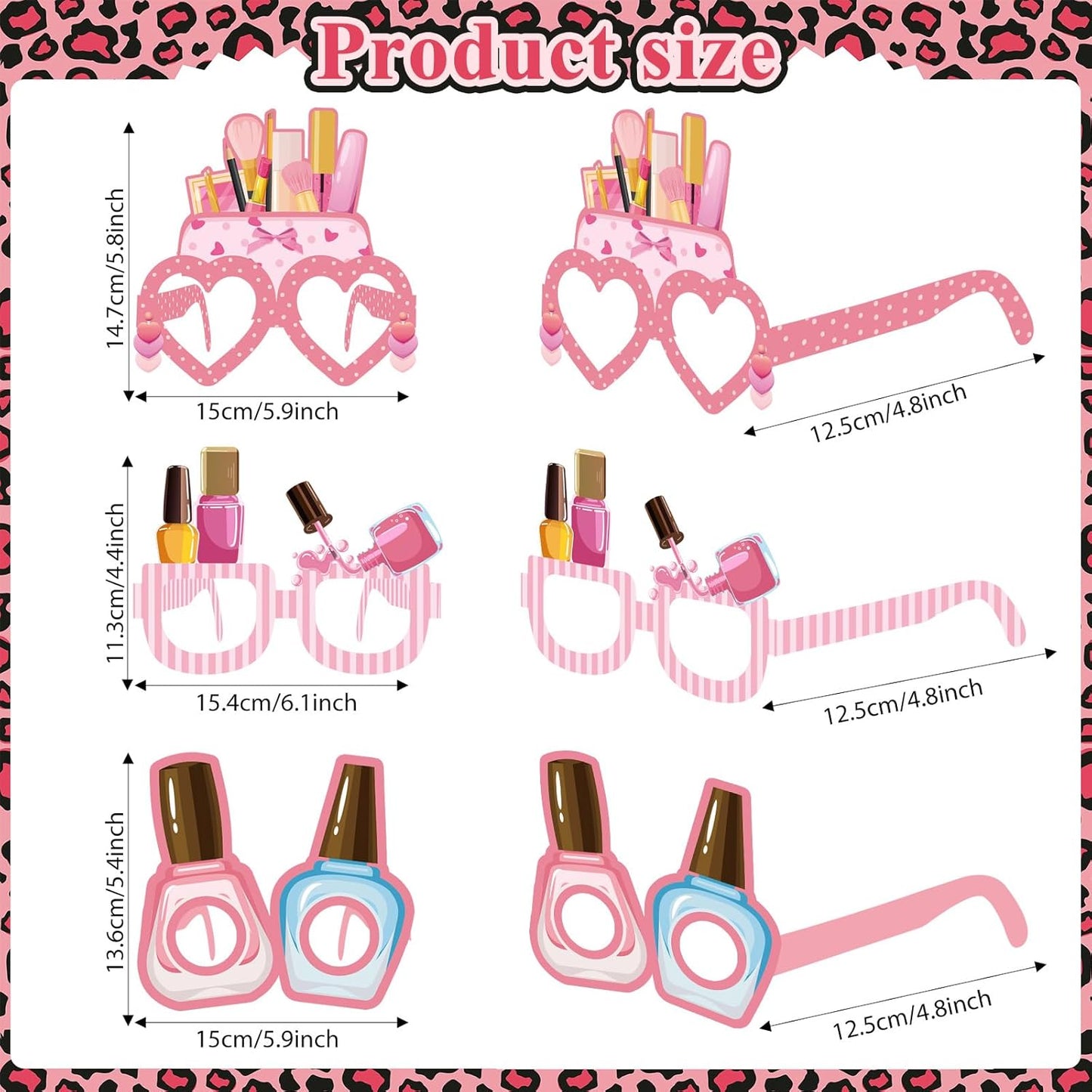 32 Pcs Spa Party Favors Paper Glasses Makeup Paper Eyeglasses Frames Spa Photo Booth Props Selfie Props for Makeup Birthday Party Decorations