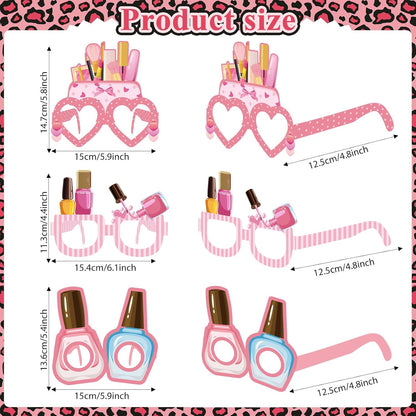 32 Pcs Spa Party Favors Paper Glasses Makeup Paper Eyeglasses Frames Spa Photo Booth Props Selfie Props for Makeup Birthday Party Decorations
