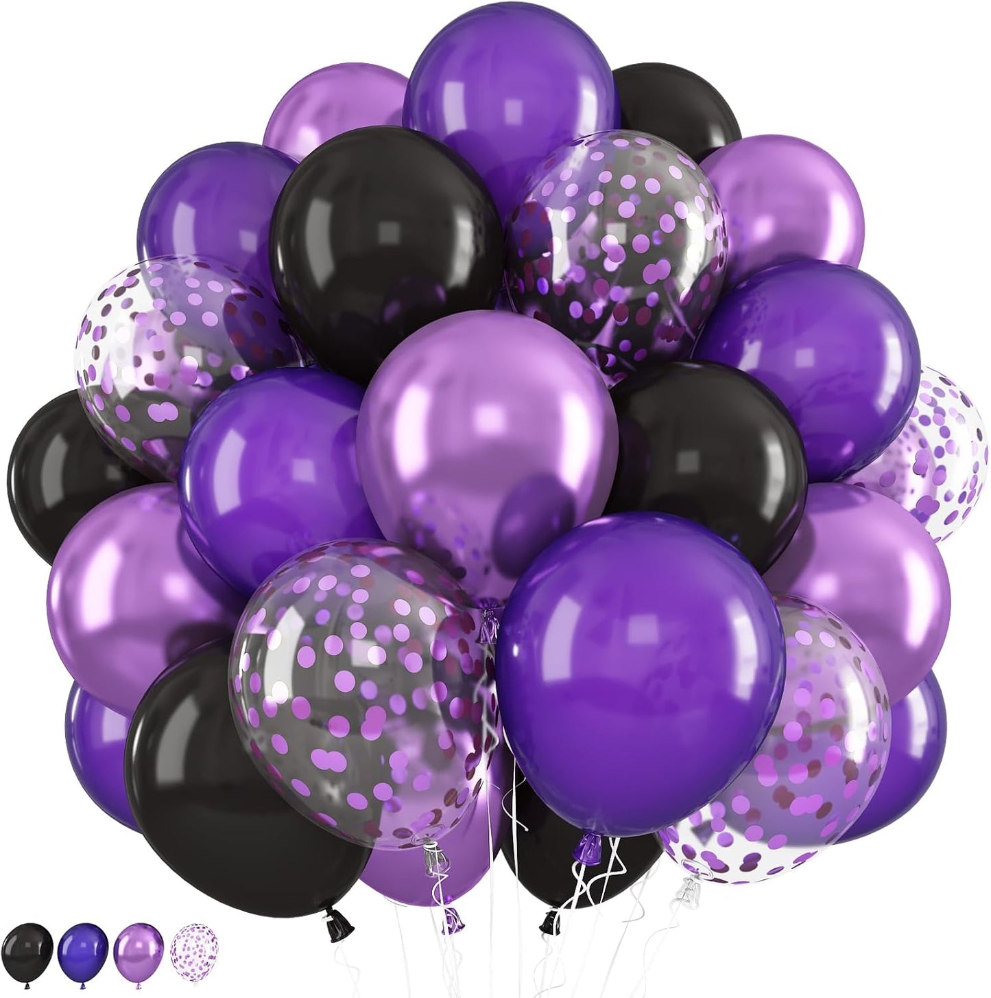 60 Pcs Blue and Silver Balloons, Navy Royal Blue Silver Party Balloons with Metallic Confetti Helium Latex Balloons for Birthday Baby Showers Fathers Day 2025 Graduation Decoration