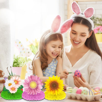 10 Pieces Spring Sunflower Honeycomb Centerpiece Flower Table Decoration Spring Summer Birthday Party Decor for Mother's Day Women Office Classroom Kids Butterfly Daisy Party Supplies