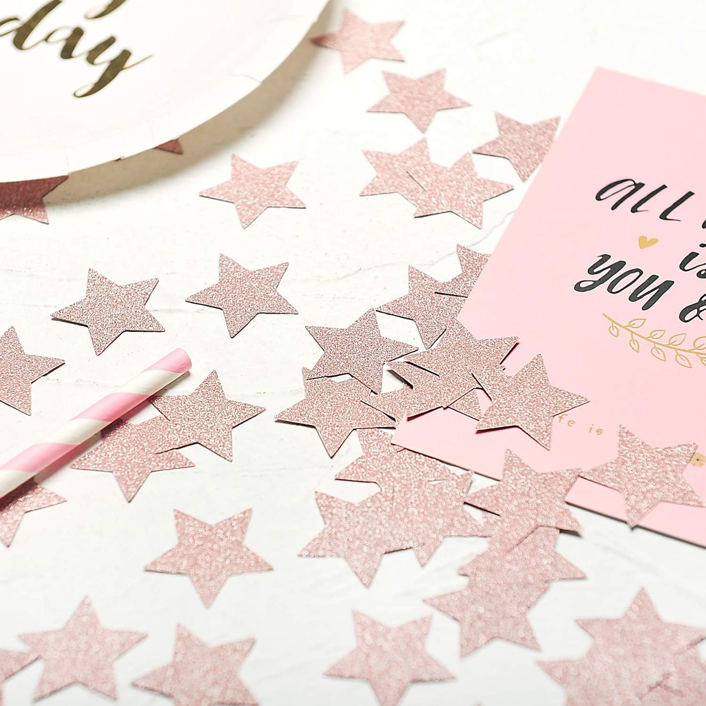 MOWO Glitter Five Stars Confetti Wedding Party Decor and Table Decor, 1.2’’ in Diameter (Glitter Gold,200pc)