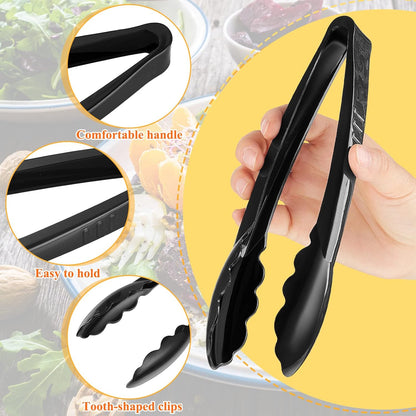 Tessco for you 25 Pcs Plastic Tongs for Serving Bulk, 9 Inch Plastic Disposable Serving Tongs, Heavy Duty Salad Tong for Kitchen, Buffet, BBQ, Events & Catering (White)