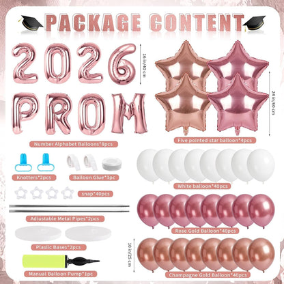 2 Sets Graduation Balloon Column Stand Kits with Balloons 2026 Grad Themed Decoration Navy Blue Balloon Tower Stand Kit for Grad High School & College Celebration Party Decor