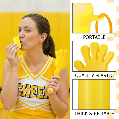 48 Pcs Cheering Noisemakers Set Included 12 Pcs Mini Air Horns Noisemakers 12 Hand Clappers 24 Thunder Sticks for Birthdays Sporting Events (Horn,Blue)