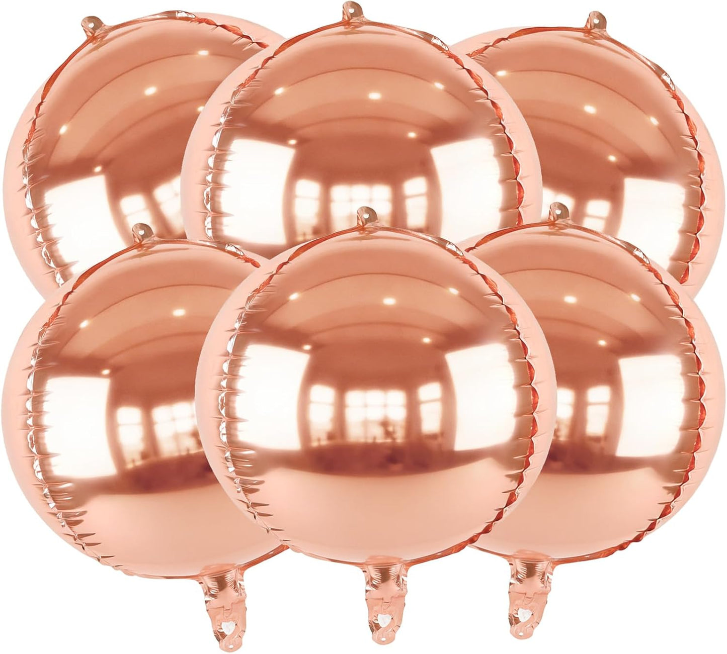 Metallic Gold Round Foil Balloons, 22" Large 4D Sphere Mylar Ball Balloons 6PCS, for Graduation Prom Birthday Wedding Anniversary Disco Party Decorations