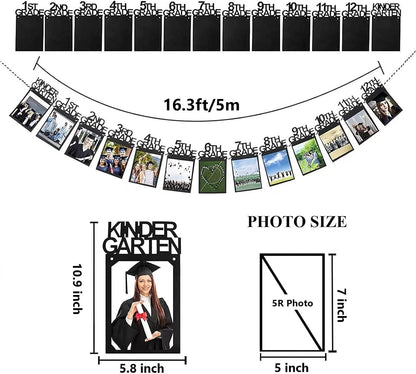 Graduation Photo Banner for Party Decoration, Including Kindergarten to 12th Grade Picture Banner Middle High School College Graduation Party Supplies