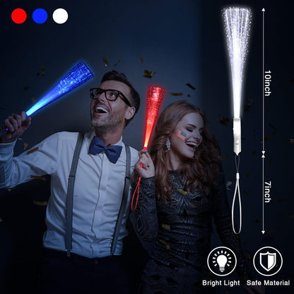 24 Pack Red Glow Fiber Optic Wands Bulk Huge Light up Wand Glow Sticks 14.2 Inch with 3 Light Modes for Christmas Valentine's Day 4th of July Concerts Clubs