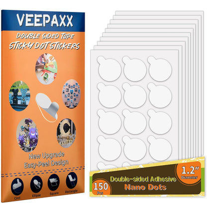 300Pcs Double Sided Adhesive Dots, Removable Clear Dots Sticky Tack, Waterproof No Trace Dots Adhesive Putty for Wall Hanging Crafts, Balloons Party Decorations Poster Picture Festival Decoration 10mm