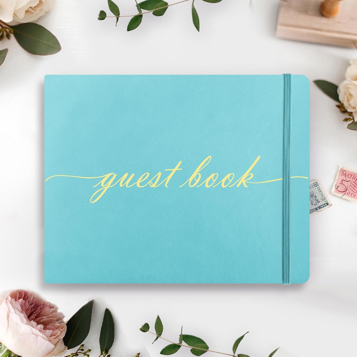 Elegant Wedding Guest Book - Perfect for Wedding Receptions, Baby Showers, Birthdays and Special Events - 7" x 9" Sign in Book - 120 Lined Pages - Leather Hardcover - Pink