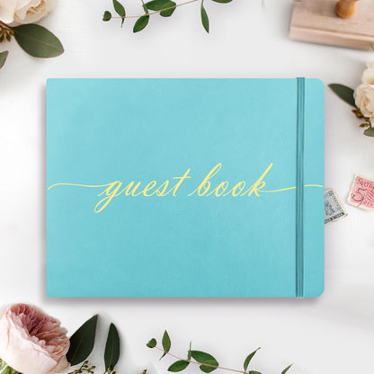 Elegant Wedding Guest Book - Perfect for Wedding Receptions, Baby Showers, Birthdays and Special Events - 7" x 9" Sign in Book - 120 Lined Pages - Leather Hardcover - Pink