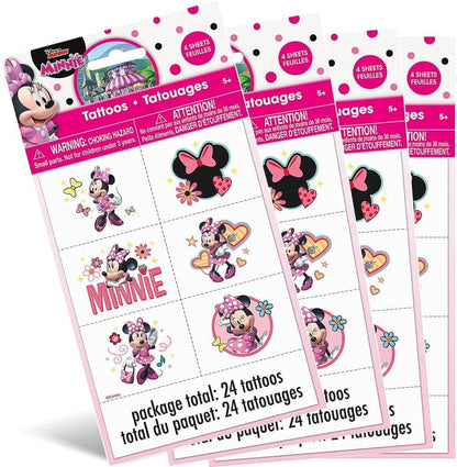 Minnie Mouse Party Temporary Tattoos | Assorted Designs | 24 Pcs