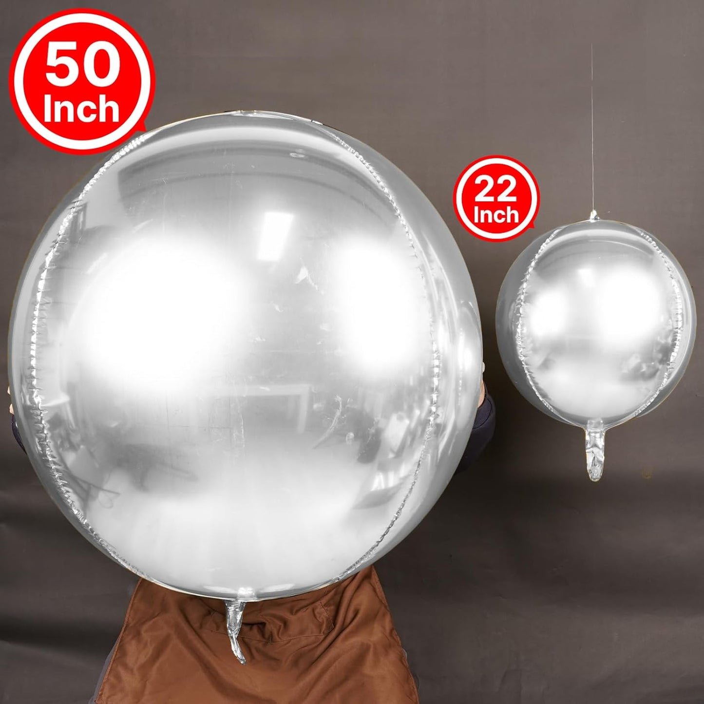 PartyWoo Metallic Gold Foil Balloons 20pcs Different Sizes Pack of 22 15 10 Inch Large Round Foil 4D Inflatable Mirror Ball Mylar Balloons for Graduation Birthday Baby Shower Party Decorations