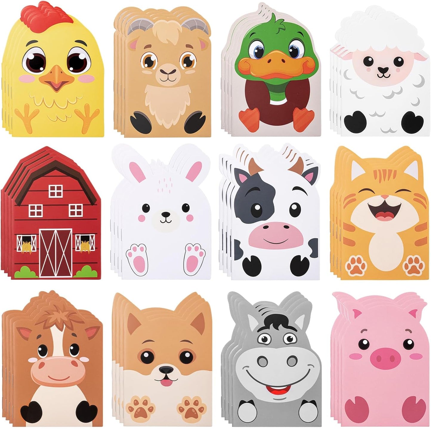 Maxdot 48 Pcs Farm Animals Mini Notebooks Bulk Party Favors Gift Small Cute Pocket Notepads with 20 Sheets, Gifts for Birthday, Back to School Party Classroom Prizes Gift