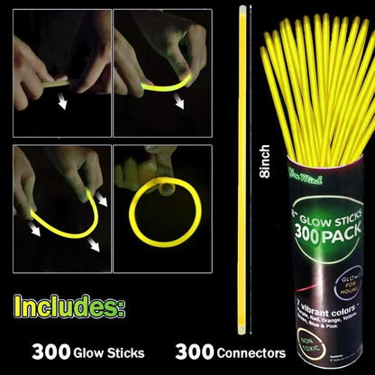 300 PCS Glow Sticks Bulk Glow Bracelet and Necklaces with 150PCS Connectors 8" Glowsticks Light Up Neon Party Favors for July 4th Halloween Wedding Birthday Hawii Carnival(RedBlueWhite)