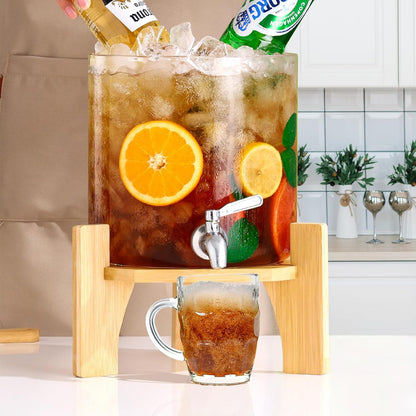 3.6 Gallon Drink dispenser,Glass Water Dispenser with Stand,Glass Beverage Dispenser with Spigot - Large Drink Dispensers for Parties,Bars,Restaurants
