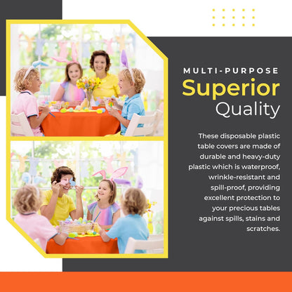 14 Pack Black 54 x 108 in. Rectangle Disposable Plastic Tablecloths - Smooth Decorative Covers for Parties, Weddings