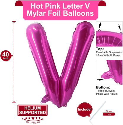 Lovoir 40 Inch Large Hot Pink Letter A Balloons Big Size Jumbo Mylar Foil Helium Balloon for Birthday Party Celebration Decorations Alphabet Hot Pink A