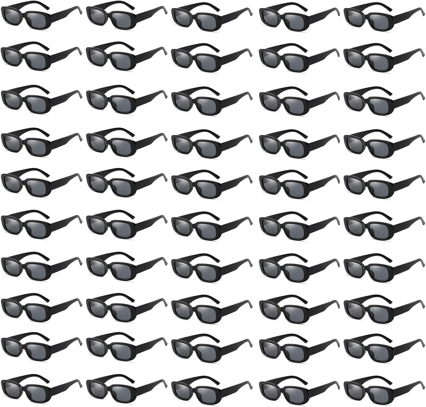50/100 Pack Rectangle Sunglasses Bulk for Adult Retro Cheap 90s Y2K Small Glasses UV400 Protection