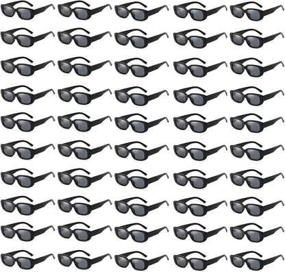 50/100 Pack Rectangle Sunglasses Bulk for Adult Retro Cheap 90s Y2K Small Glasses UV400 Protection