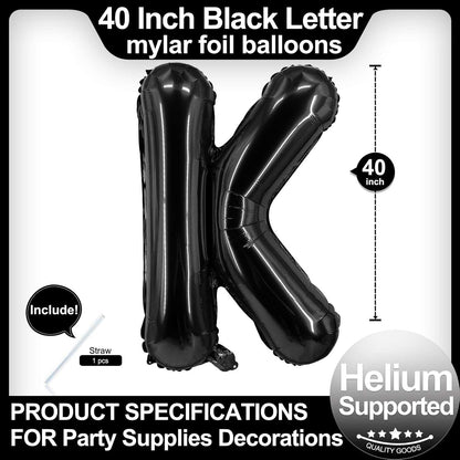40 Inch Black Letter A Balloons, DIY Phrase Foil Alphabet Letter A Balloons DIY Word A Banner for Birthday Anniversary Celebration Graduation Party Supplies Decoration