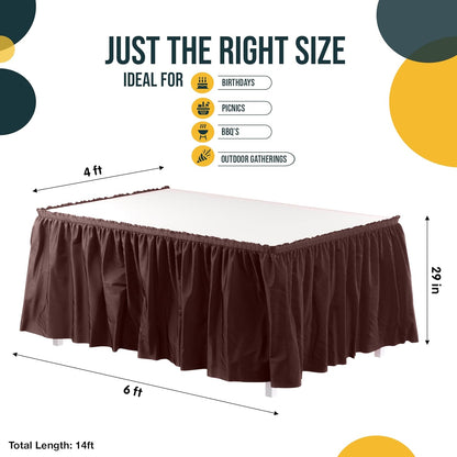 Exquisite Ruffle Table Skirt Black 6 Pack 14 Ft Long Table Skirts for Rectangle Tables 6ft Plus or Round Tables Skirts with Adhesive Strip for Gender Reveal Decor & Happy Birthday Parties