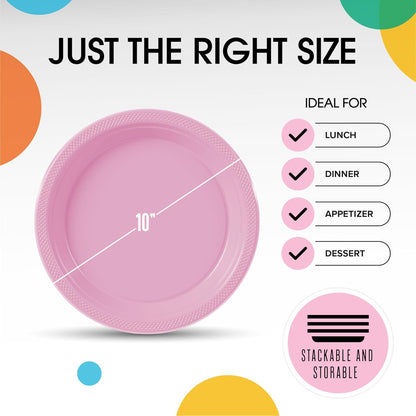 Party Solids Black Plastic Plates For Party 10" Black Disposable Plates For Party Supplies 100 Pcs Plastic Dinnerware Sets Heavy Duty 350 GSM Disposable Dinnerware Set
