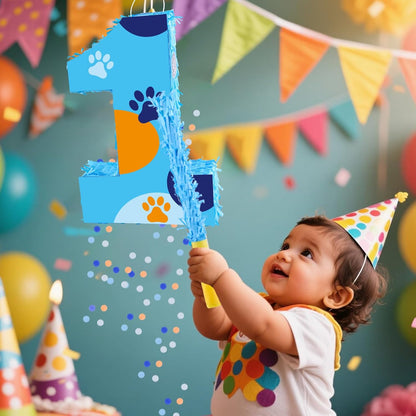 16 Inch Number 2 Dog Paw Pinata with 16 Inch Piñata Stick Blindfold Confetti for Boy Girl Kids 2nd Birthday Party Decorations (2nd)