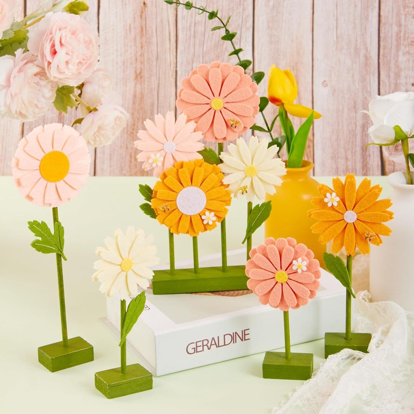 SUNBEAUTY 4PCS Honey Bee Honeycomb Centerpieces Decorations Yellow Bee Honeycomb Table Centerpieces with Sunflower Stickers for Baby Shower Birthday Gender Reveal Birthday Decoration