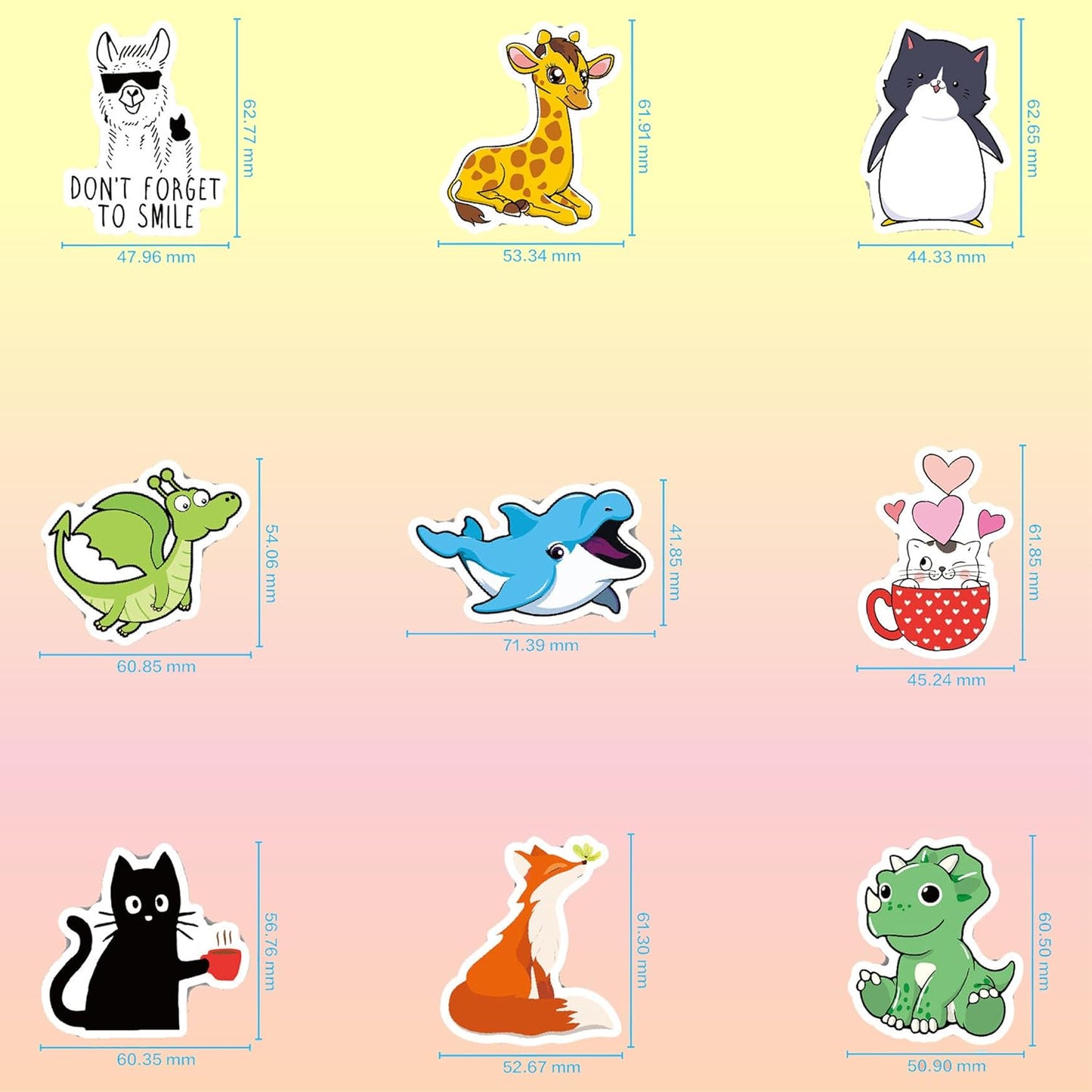 100 PCS Water Bottle Stickers for Kids Waterproof Cute Stickers for Water Bottles No Duplicates Animal Stickers for Kids Laptop, Water Bottle, Party Favor & Classroom Reward