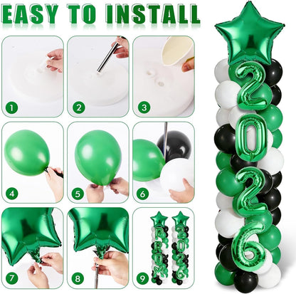 2 Sets Graduation Balloon Column Stand Kits with Balloons 2026 Grad Themed Decoration Navy Blue Balloon Tower Stand Kit for Grad High School & College Celebration Party Decor